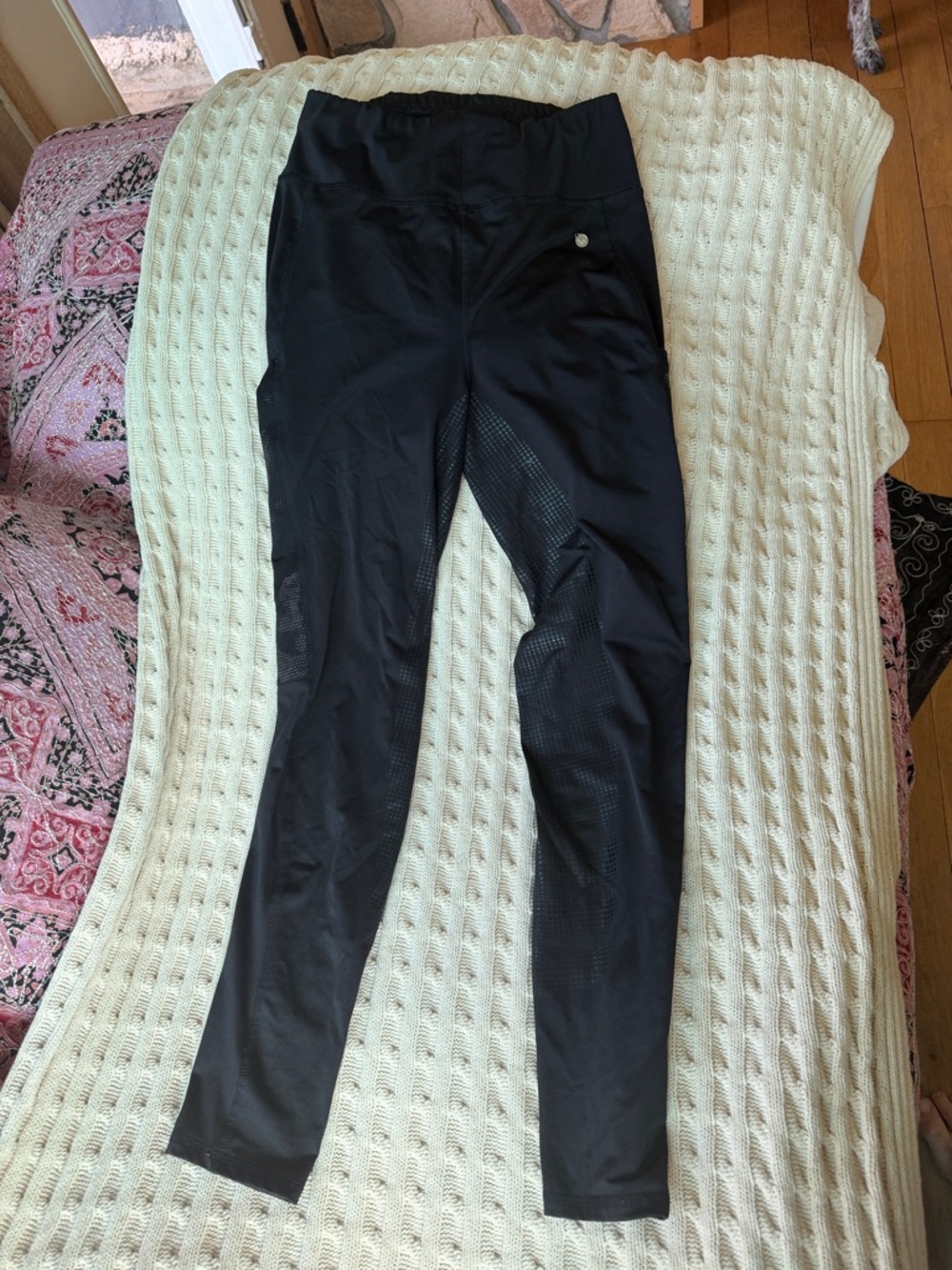 Women's Black Horze Equestrian Leggings with reflective pocket & full seat